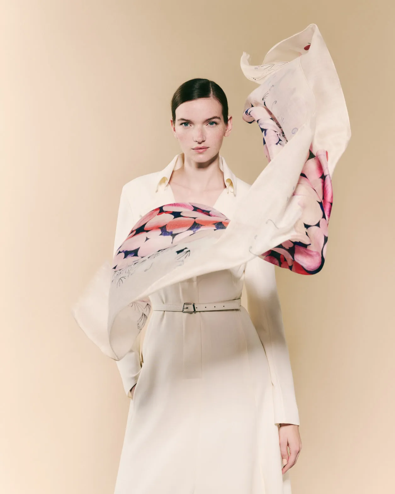 Cashmere Scarf with Silver Dollars Print Akris