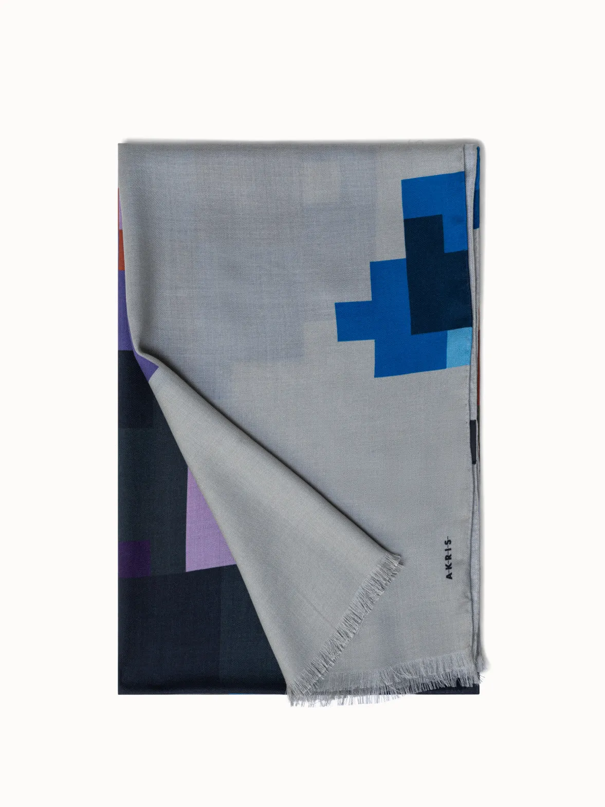 Cashmere Silk Blue Flowers at Home Print Scarf Akris