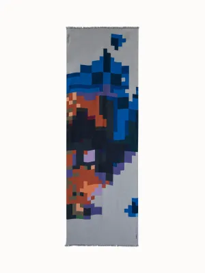 Cashmere Silk Blue Flowers at Home Print Scarf Akris