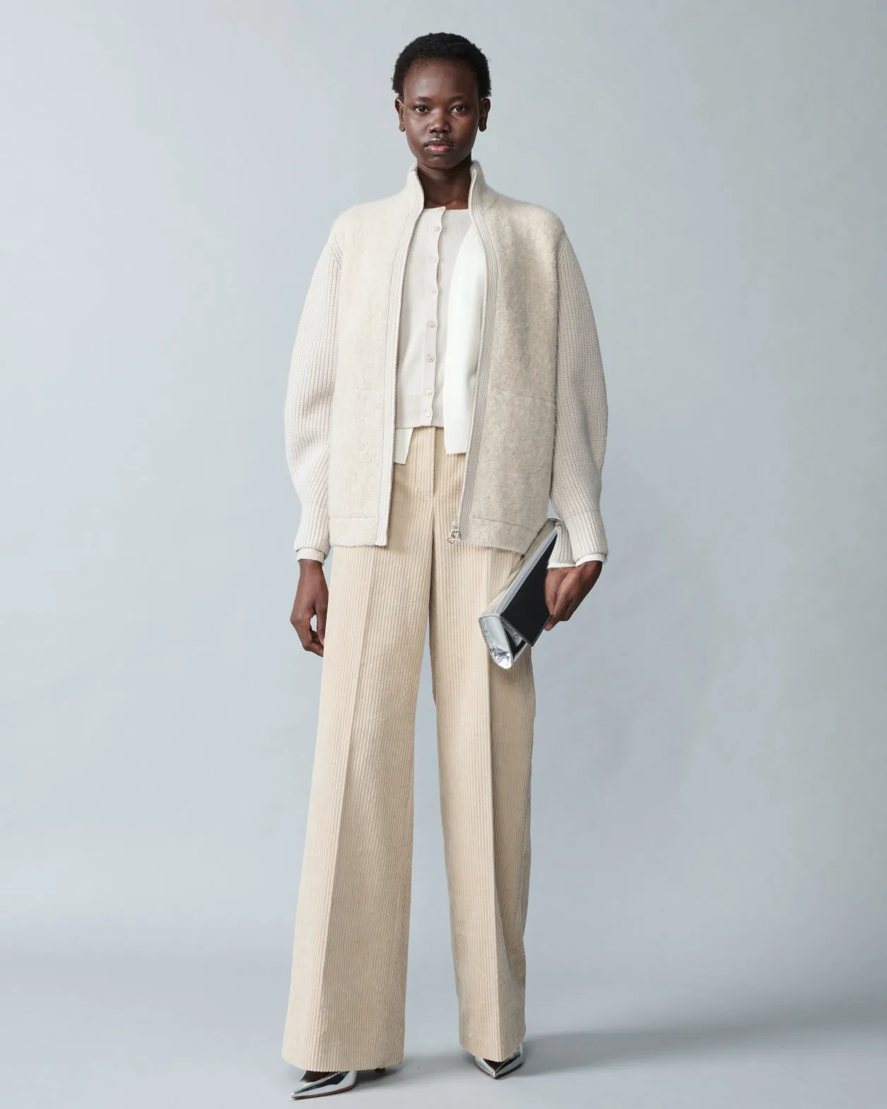 Cashmere Silk Bouclé Zip Cardigan Akris