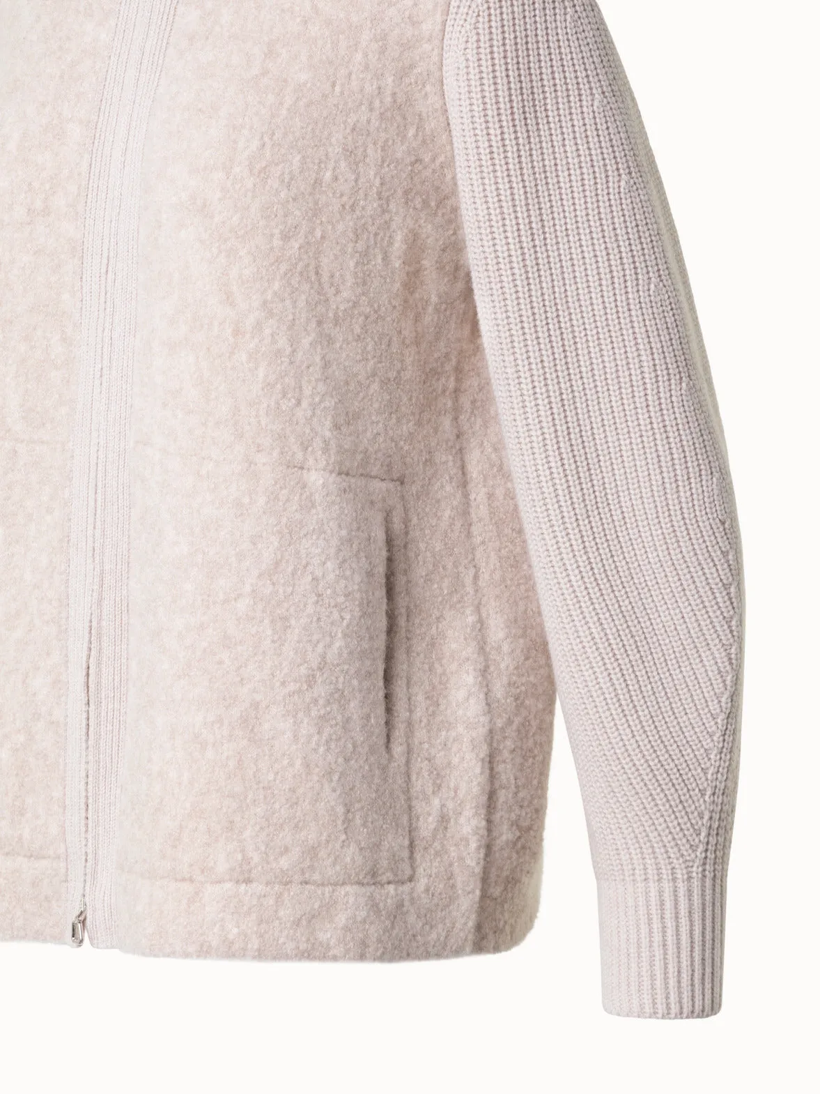 Cashmere Silk Bouclé Zip Cardigan Akris