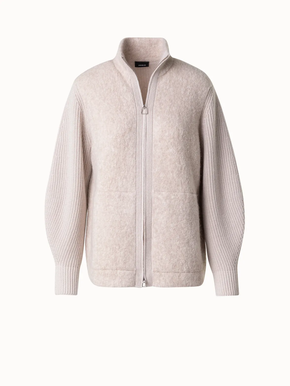 Cashmere Silk Bouclé Zip Cardigan Akris