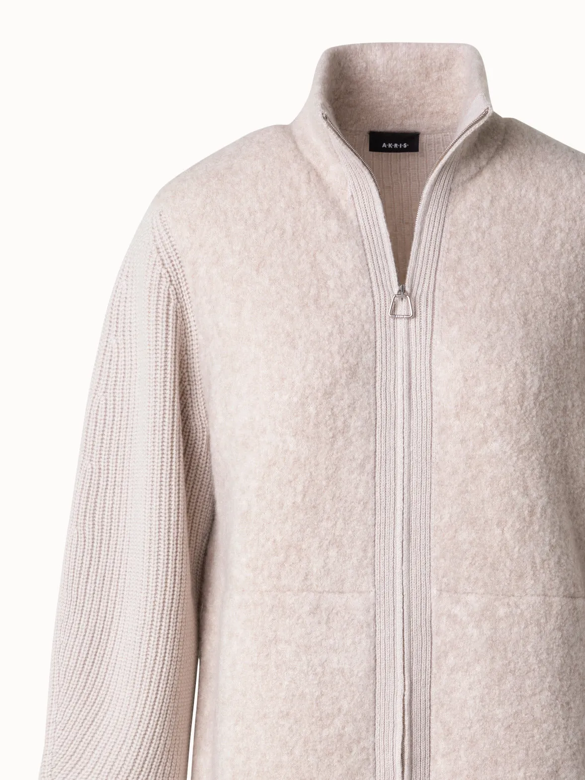 Cashmere Silk Bouclé Zip Cardigan Akris