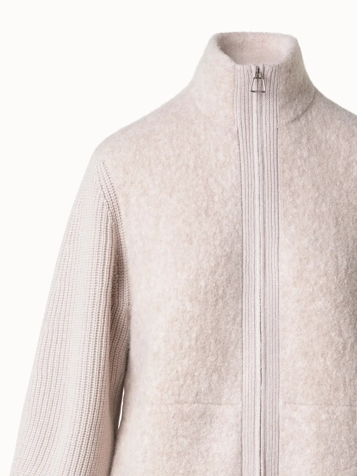 Cashmere Silk Bouclé Zip Cardigan Akris