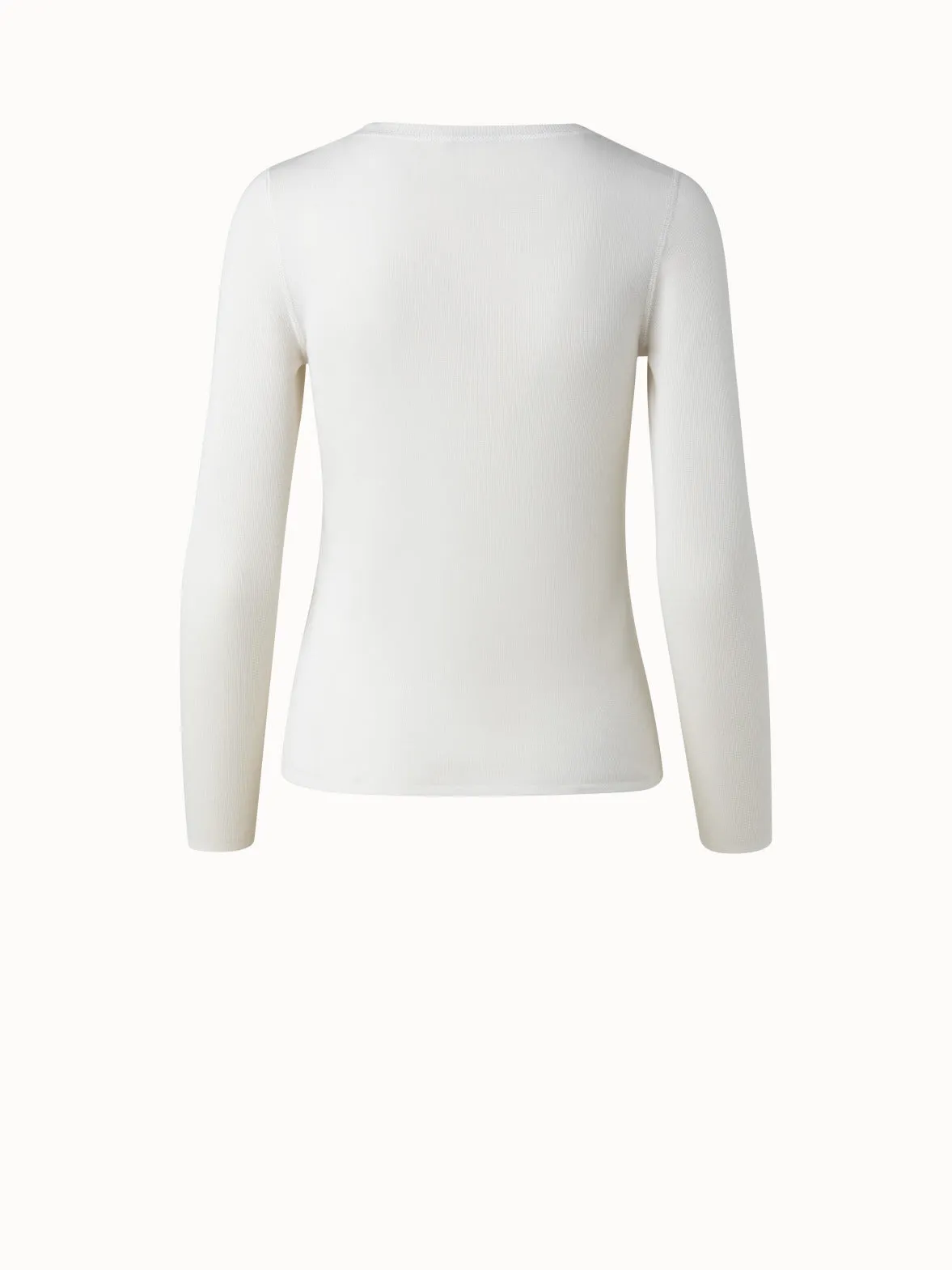 Cashmere Silk Fitted Scoop-Neck Pullover Akris