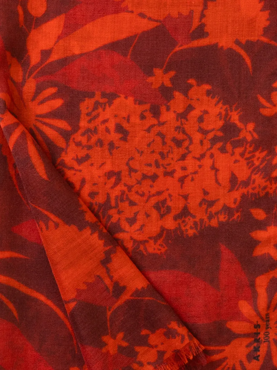 Cashmere Silk Scarf with Abraham Flower Print Akris