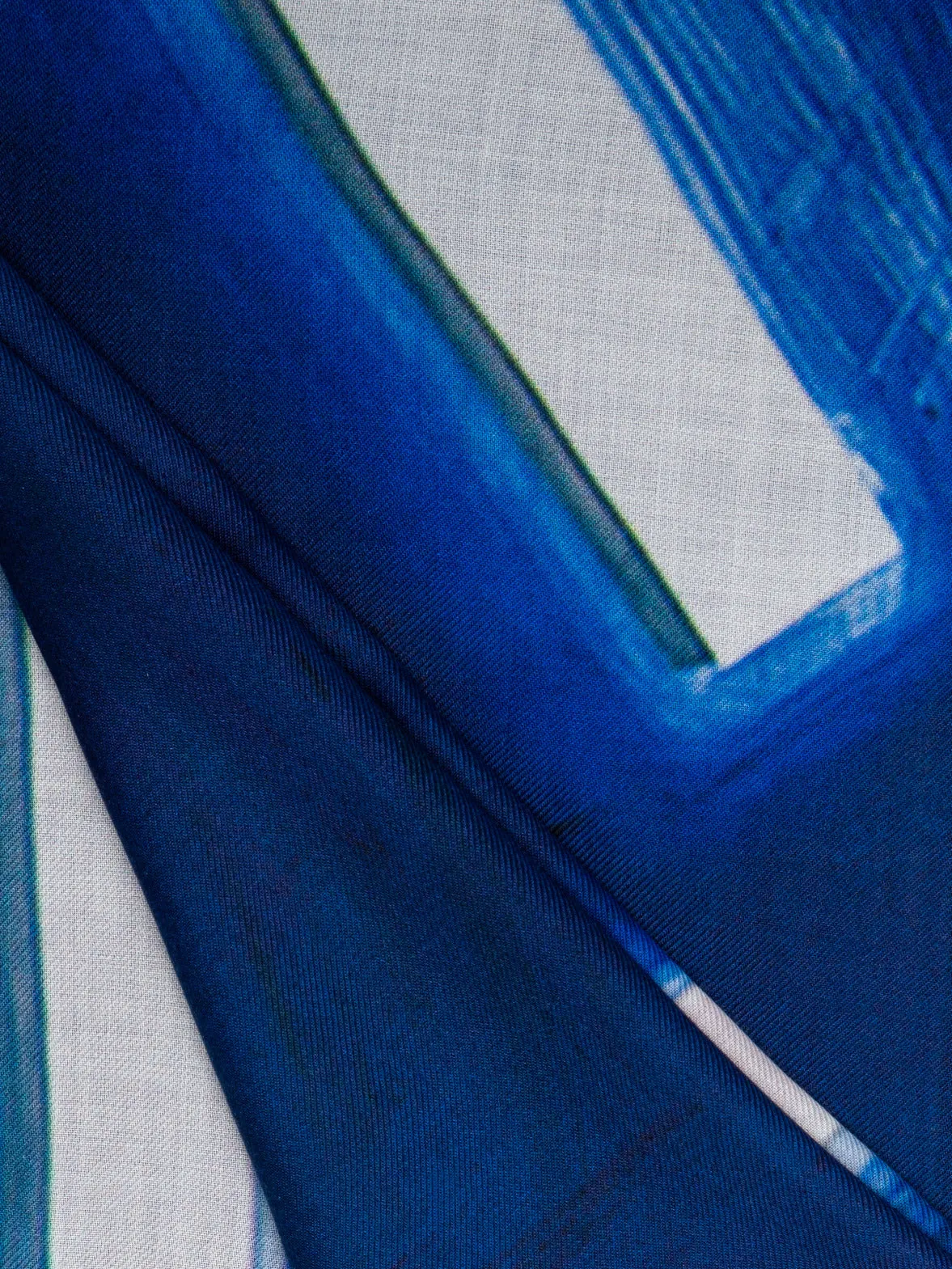 Cashmere Silk Scarf with Blue Angel Print Akris