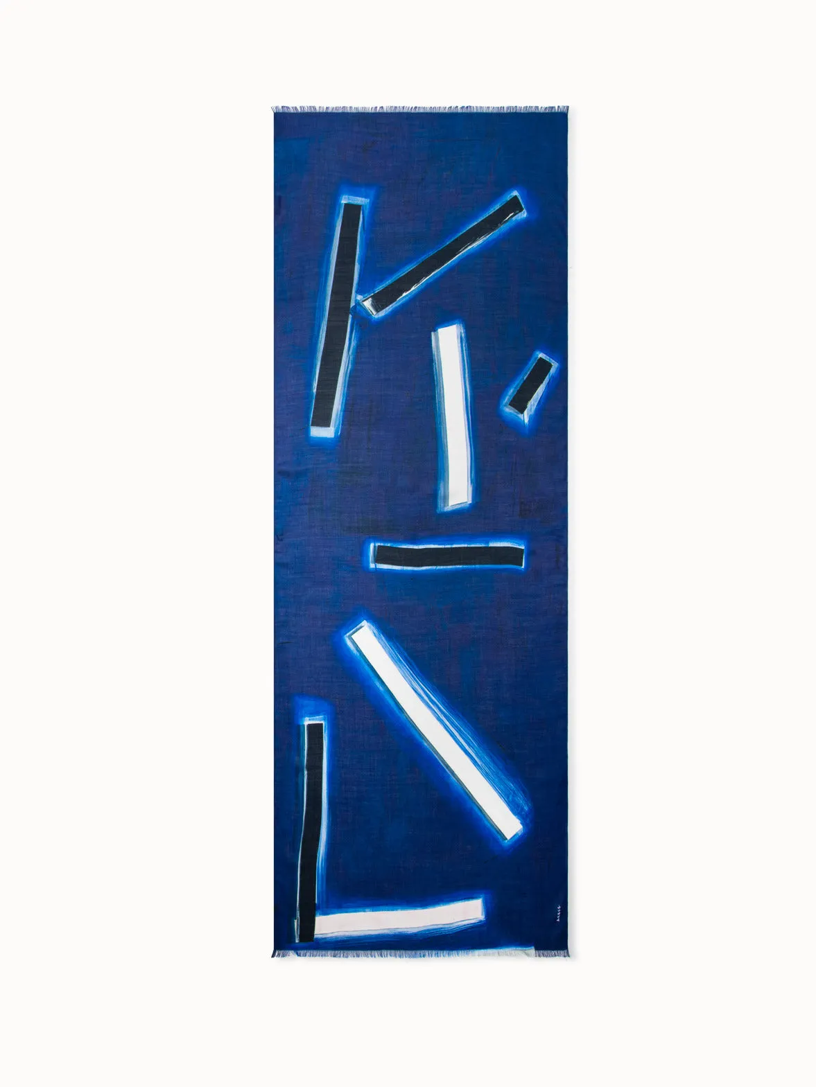 Cashmere Silk Scarf with Blue Angel Print Akris