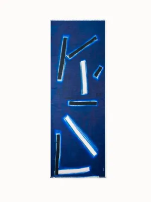 Cashmere Silk Scarf with Blue Angel Print Akris