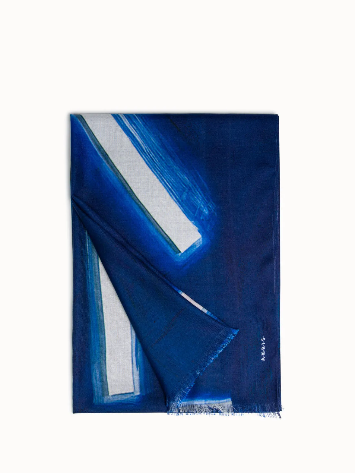Cashmere Silk Scarf with Blue Angel Print Akris