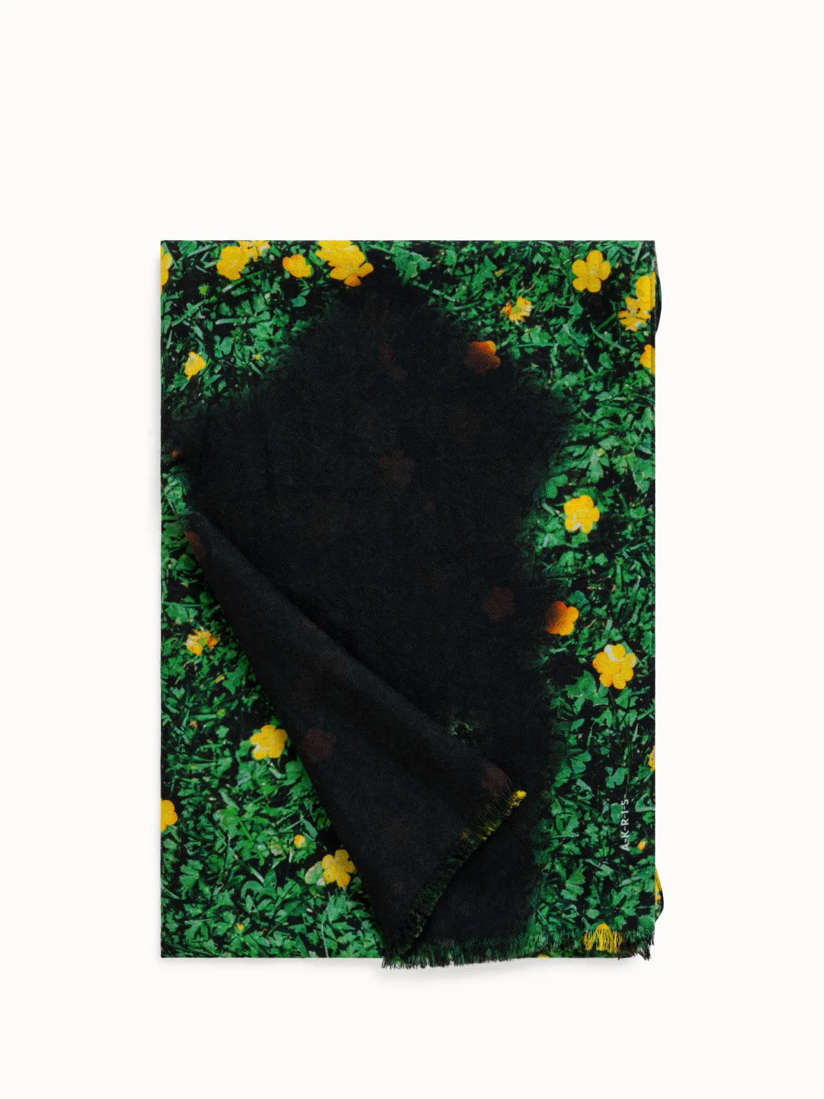 Cashmere Silk Scarf with Buttercups Print Akris
