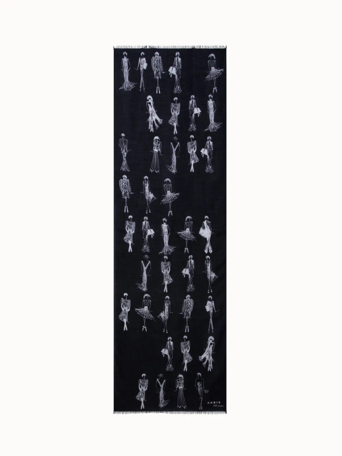 Cashmere Silk Scarf with Croquis Print Akris