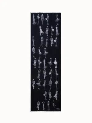 Cashmere Silk Scarf with Croquis Print Akris