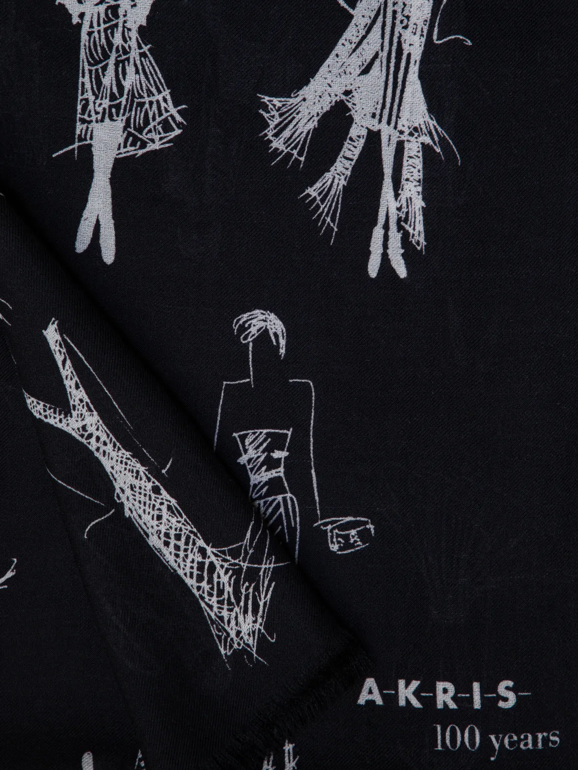 Cashmere Silk Scarf with Croquis Print Akris