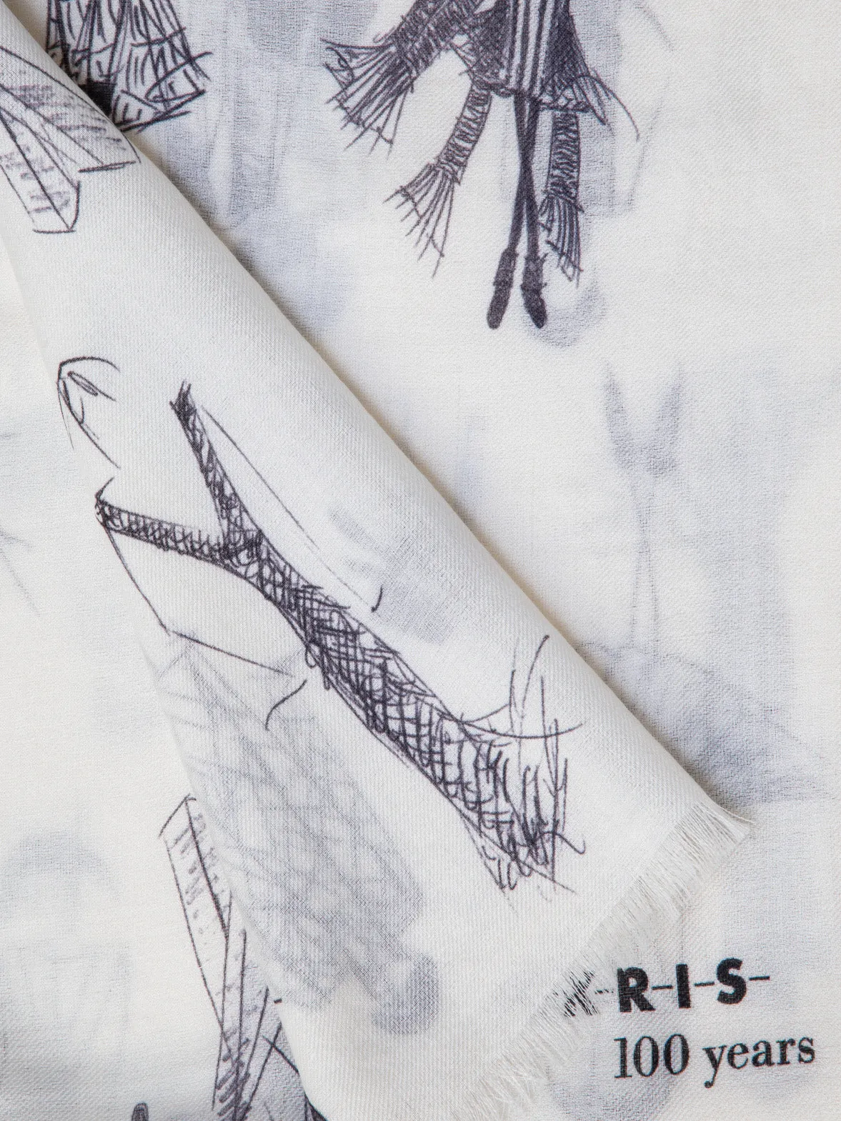 Cashmere Silk Scarf with Croquis Print Akris