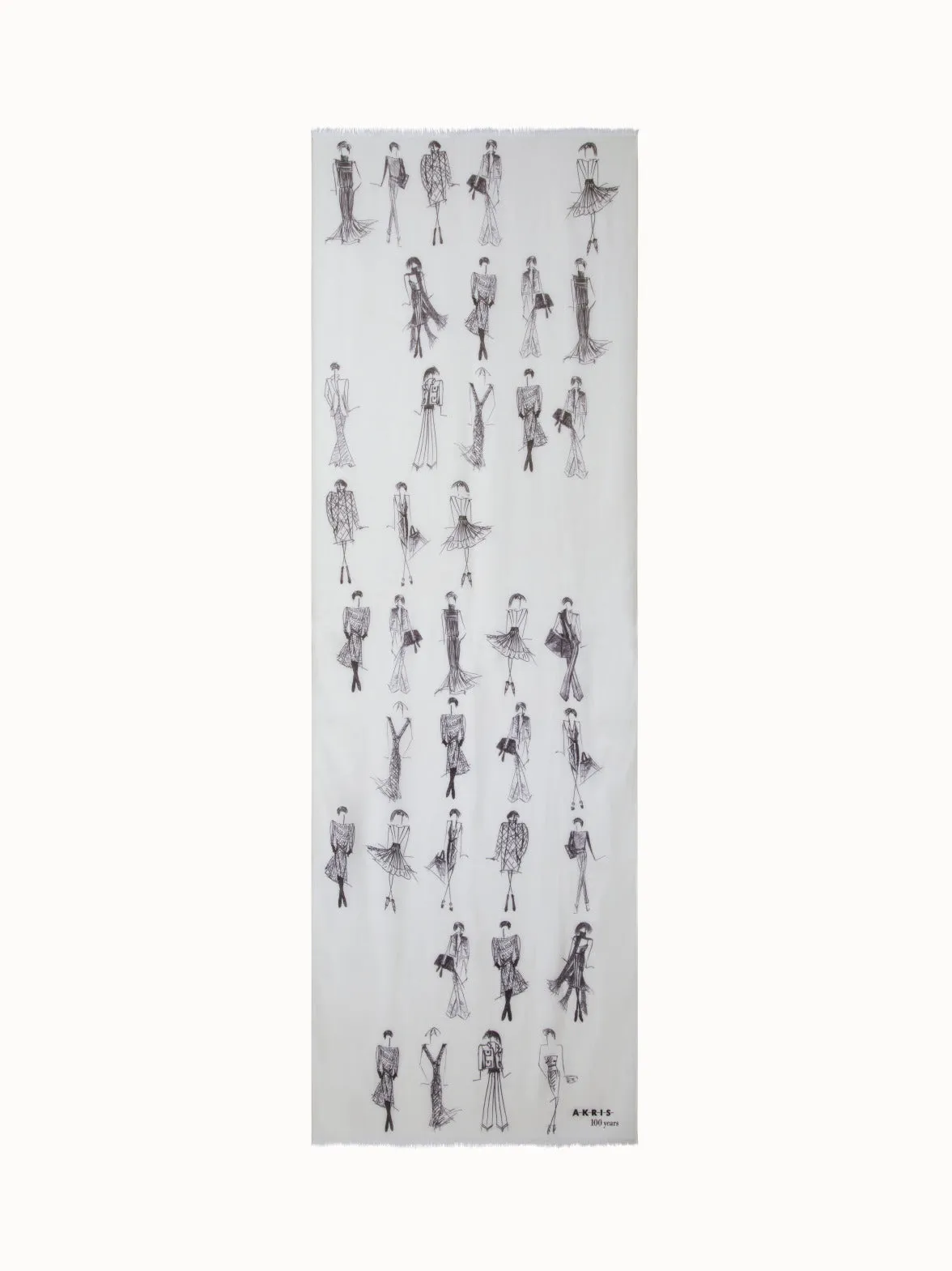 Cashmere Silk Scarf with Croquis Print Akris