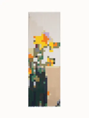 Cashmere Silk Scarf with Flowers at Home Print Akris