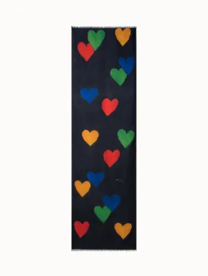 Cashmere Silk Scarf with Hearts Print Akris