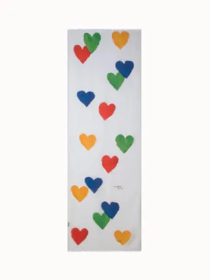 Cashmere Silk Scarf with Hearts Print Akris