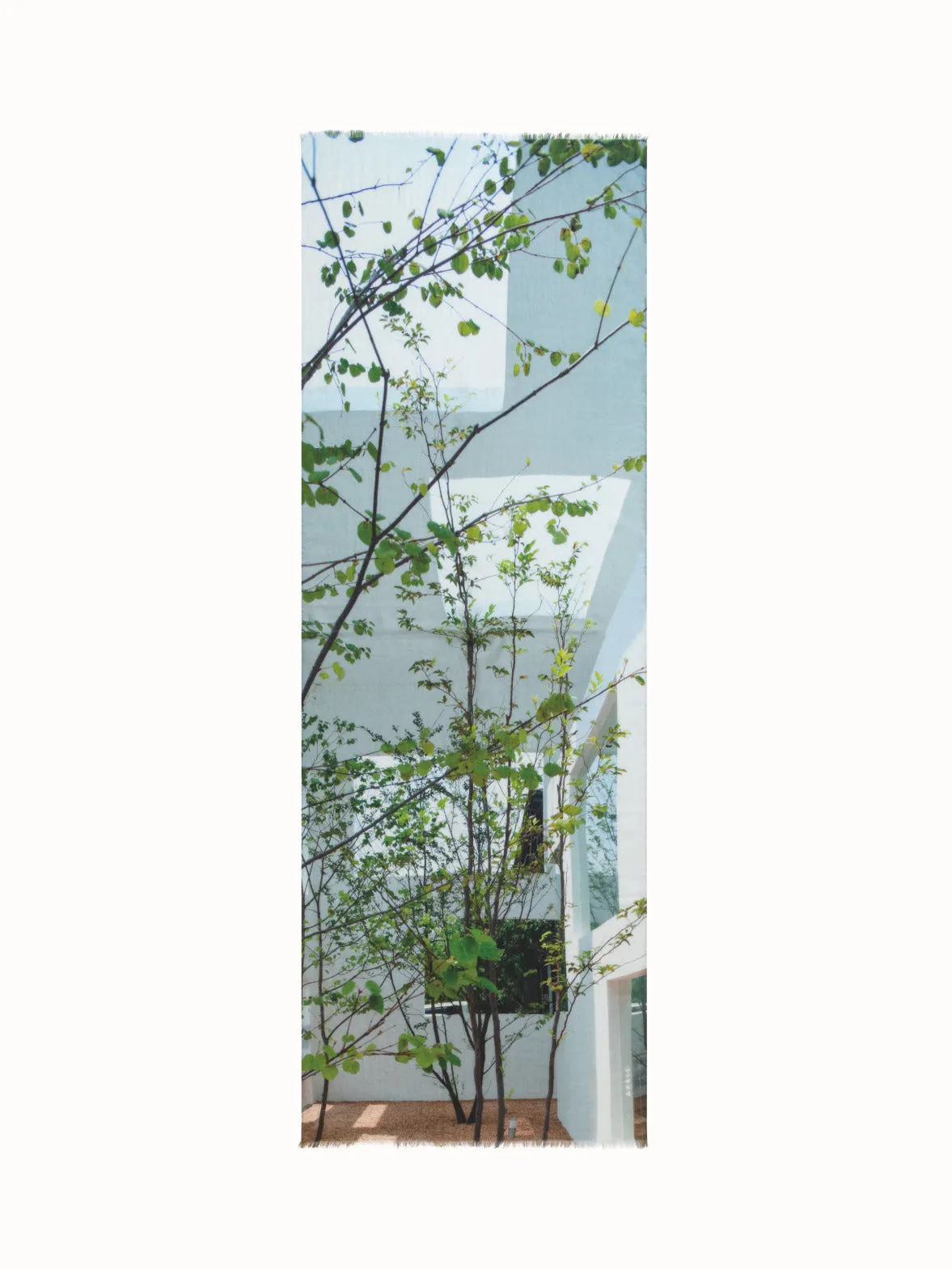 Cashmere Silk Scarf with House N Trees Print Akris
