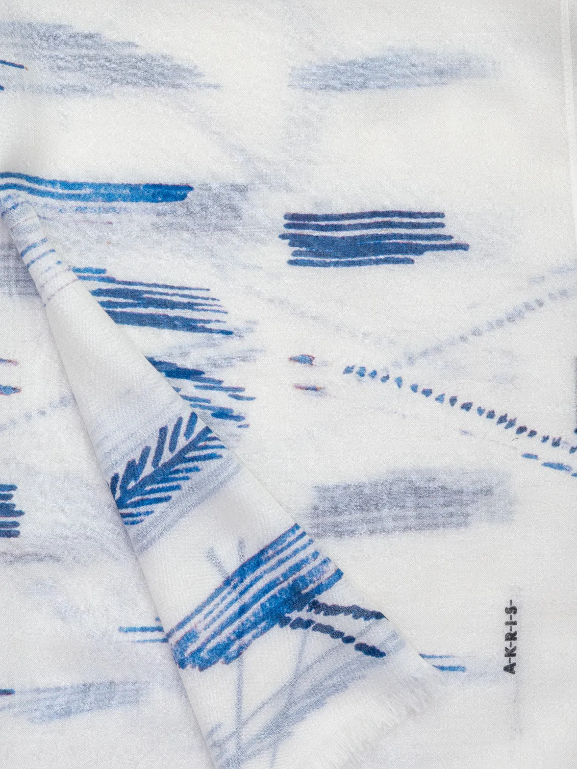 Cashmere Silk Scarf with Kasuri Birds Print Akris