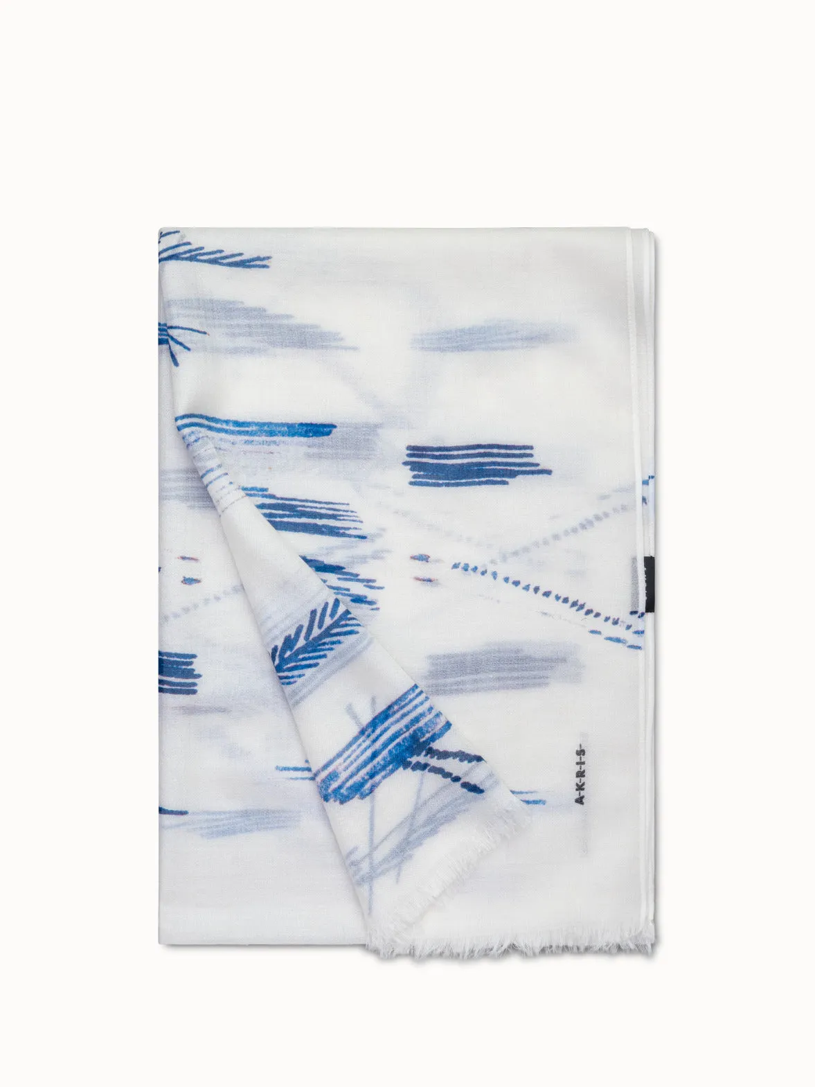 Cashmere Silk Scarf with Kasuri Birds Print Akris