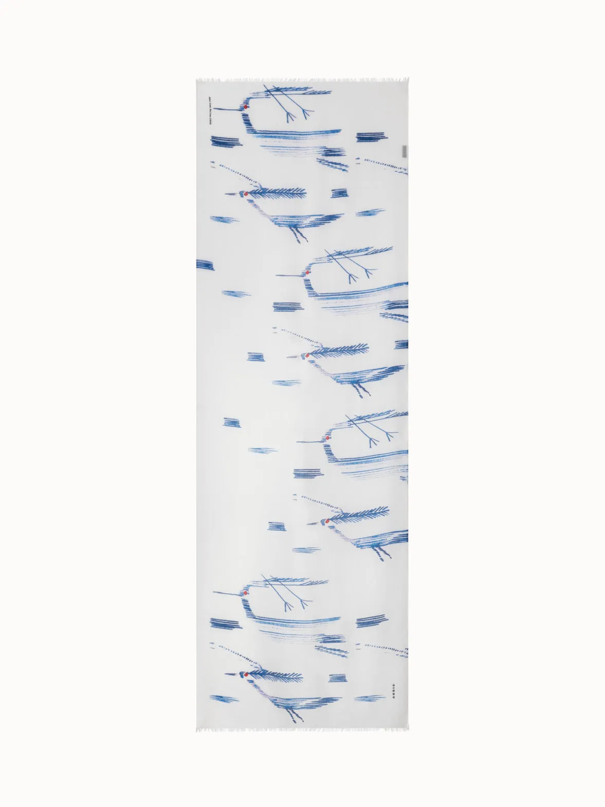 Cashmere Silk Scarf with Kasuri Birds Print Akris