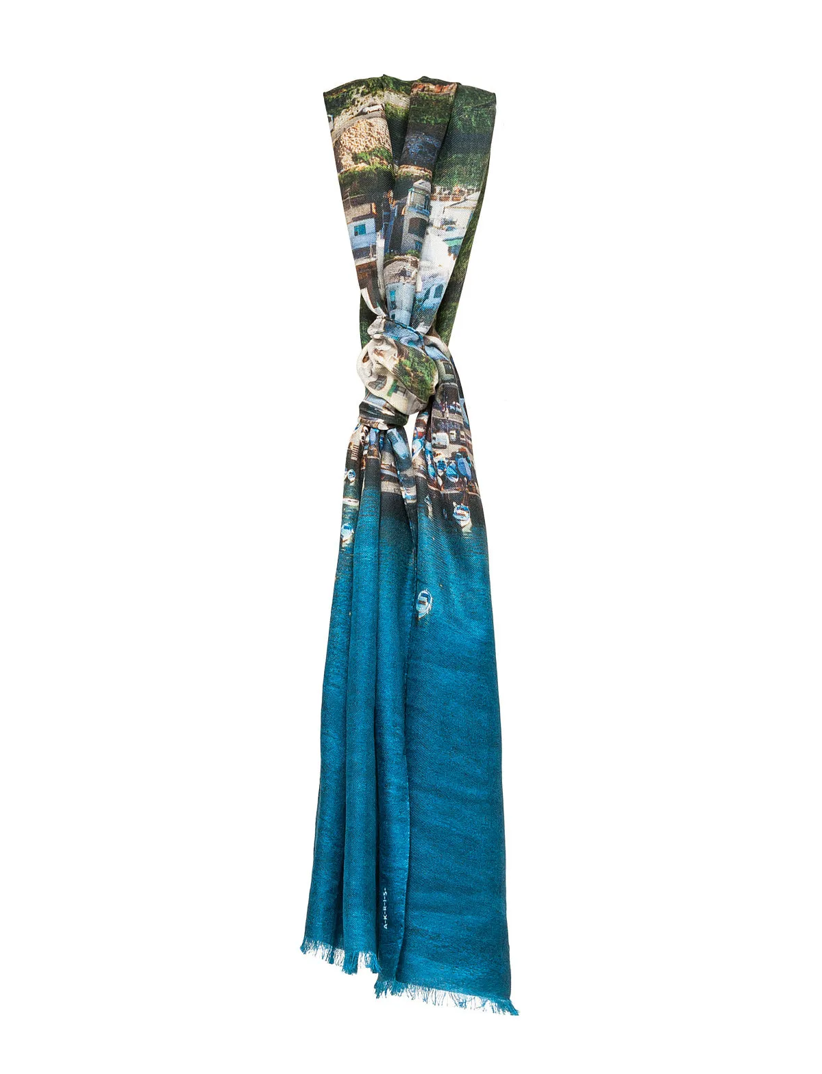 Cashmere Silk Scarf with Marina Grande Print Akris