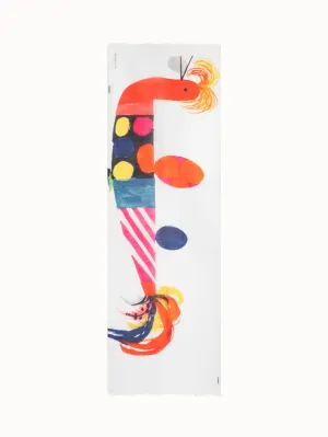 Cashmere Silk Scarf with Rooster Print Akris