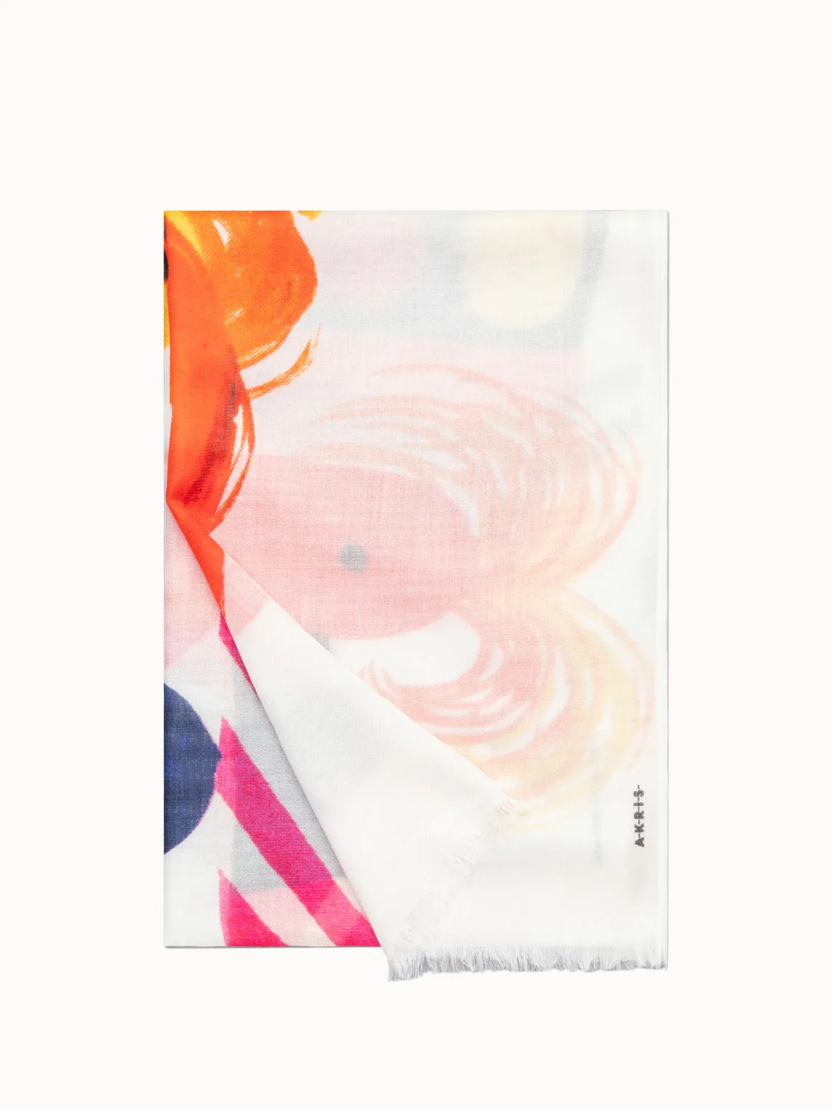 Cashmere Silk Scarf with Rooster Print Akris
