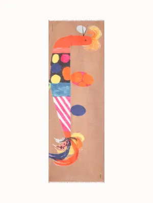 Cashmere Silk Scarf with Rooster Print Akris