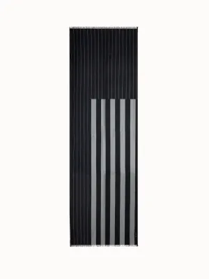 Cashmere Silk Scarf with Screen Stripes Print Akris