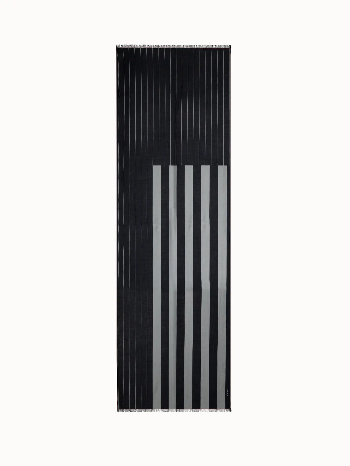 Cashmere Silk Scarf with Screen Stripes Print Akris