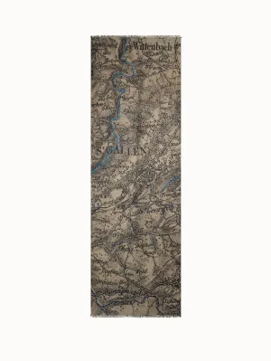 Cashmere Silk Scarf with St. Gallen Map Print Akris