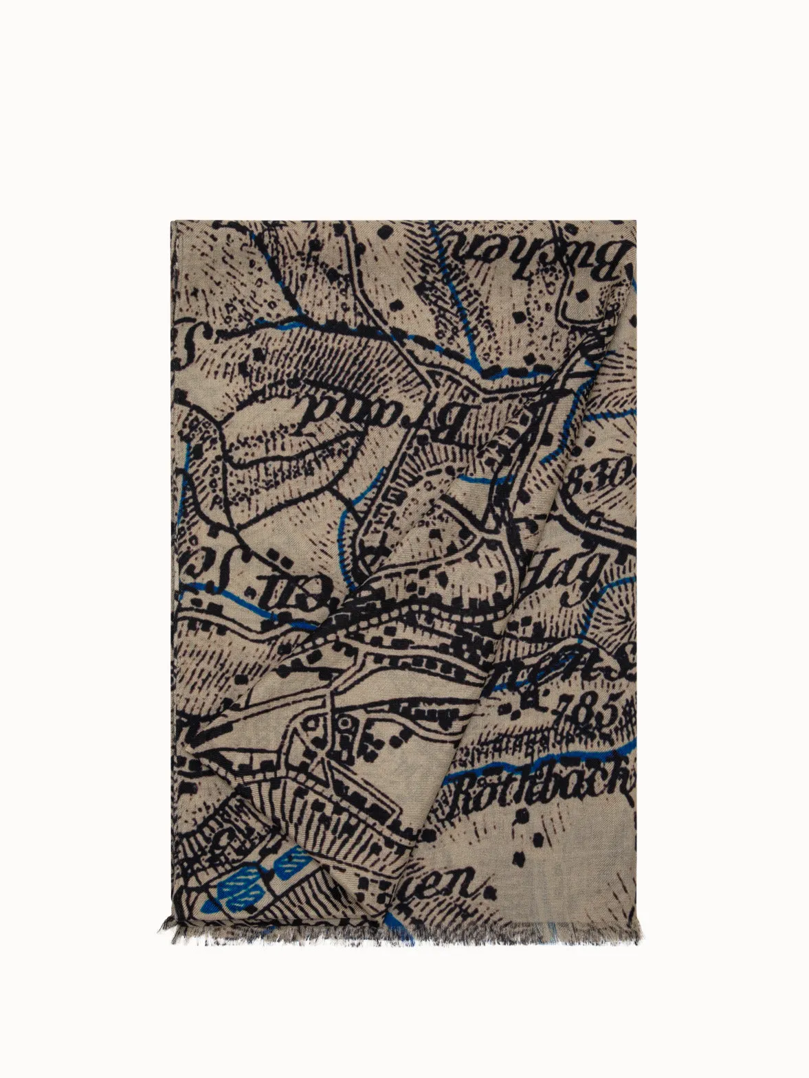 Cashmere Silk Scarf with St. Gallen Map Print Akris