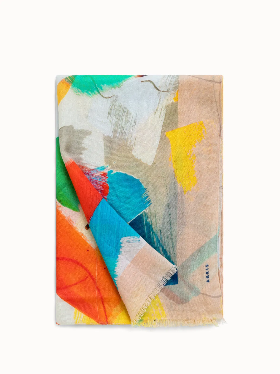 Cashmere Silk Scarf with Stroke on Paper Print Akris