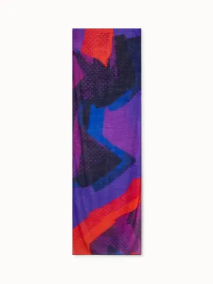 Cashmere Silk Scarf with Superimposition Print Akris