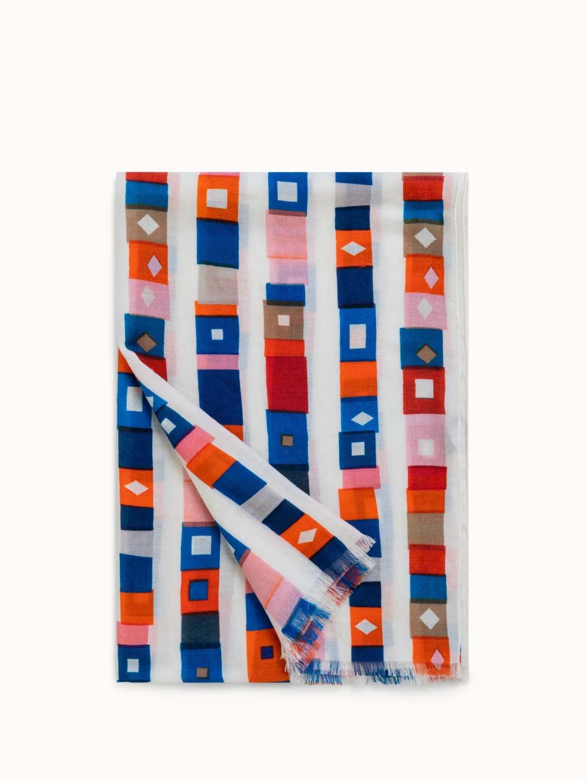 Cashmere Silk Scarf with Superstripe Print Akris