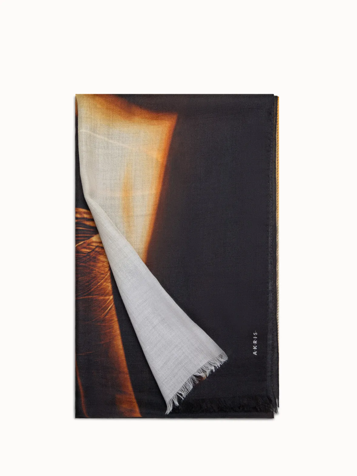 Cashmere Silk Scarf with Tube Print Akris