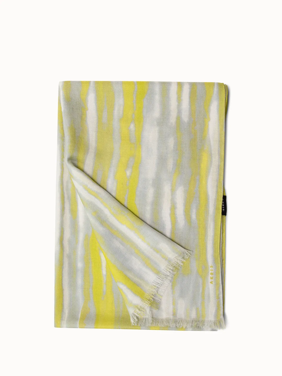 Cashmere Silk Scarf with Waterstripe Print Akris