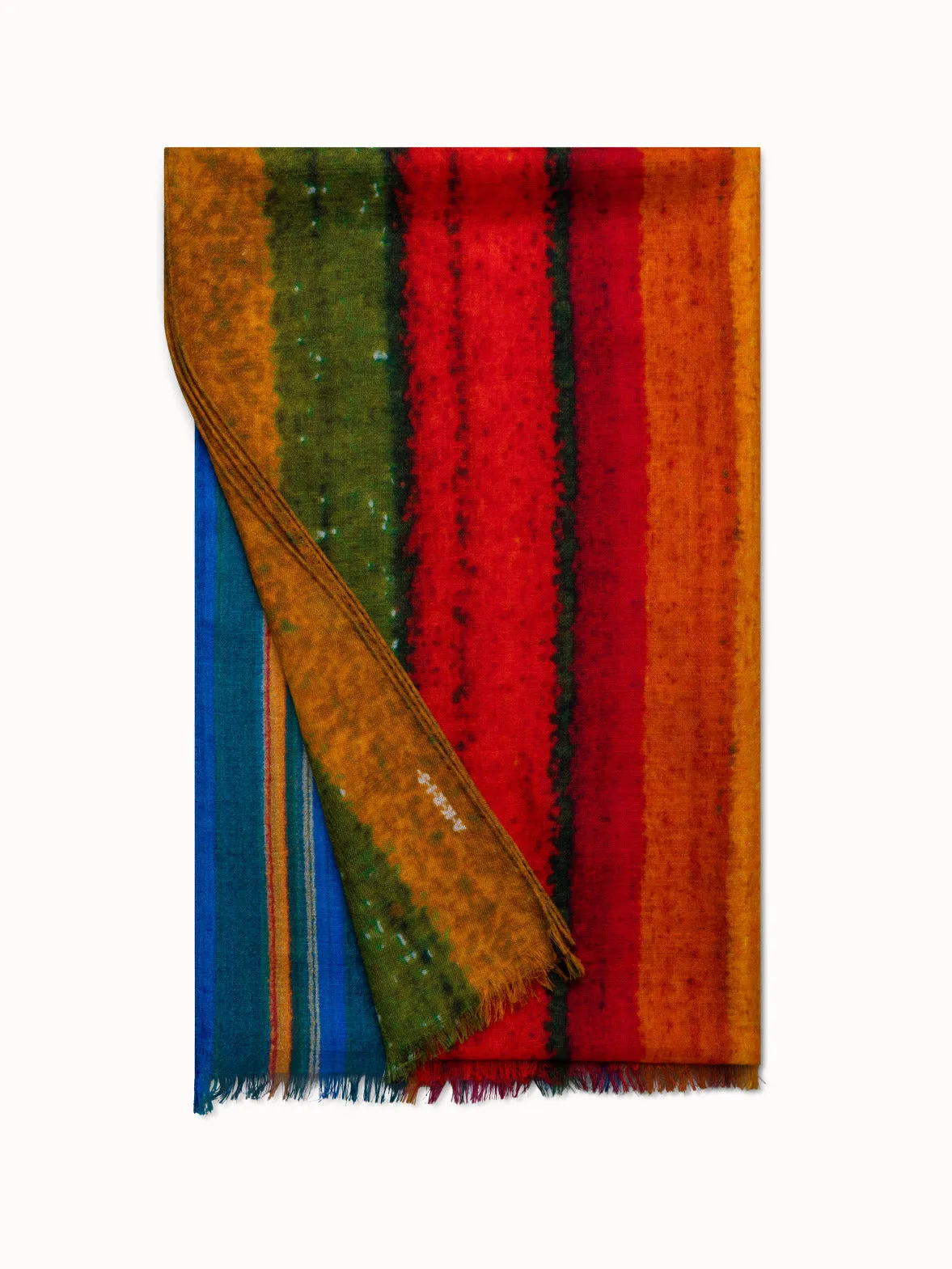 Cashmere Silk Scarf with Wind Turbine Print Akris