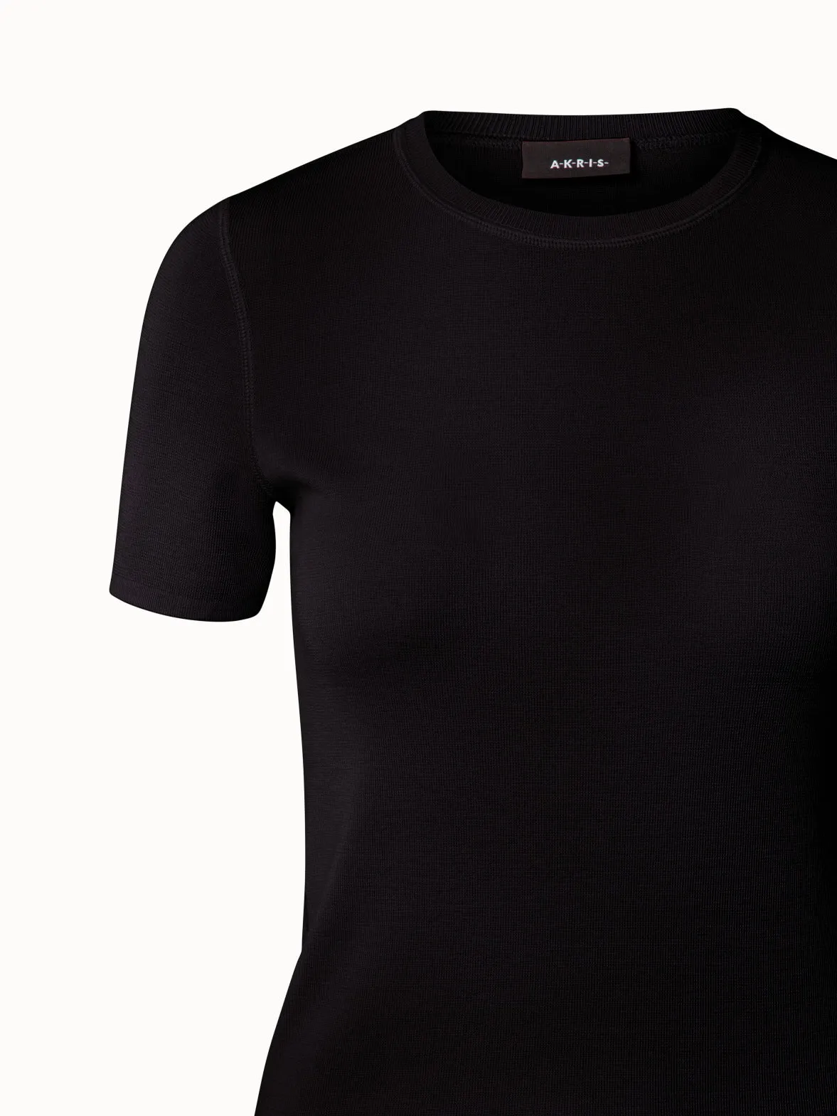 Cashmere Silk Short Sleeve Knit Pullover Akris