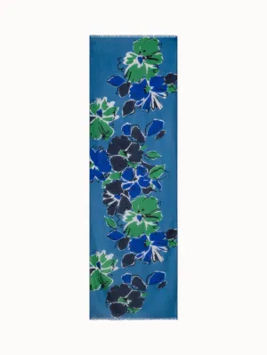 Cashmere Silk Sketched Abraham Flower Scarf Akris