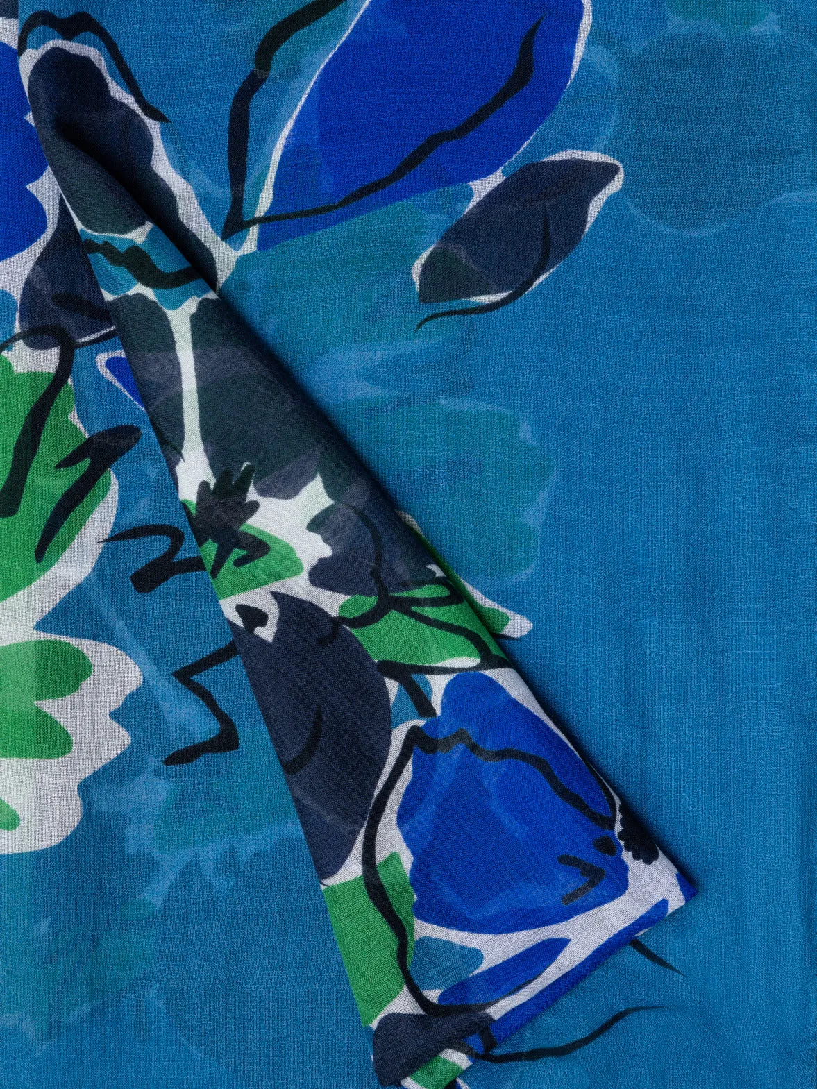 Cashmere Silk Sketched Abraham Flower Scarf Akris