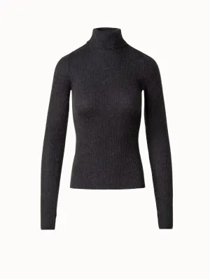 Cashmere Silk Turtle Neck Sweater with Slit Sleeves Akris
