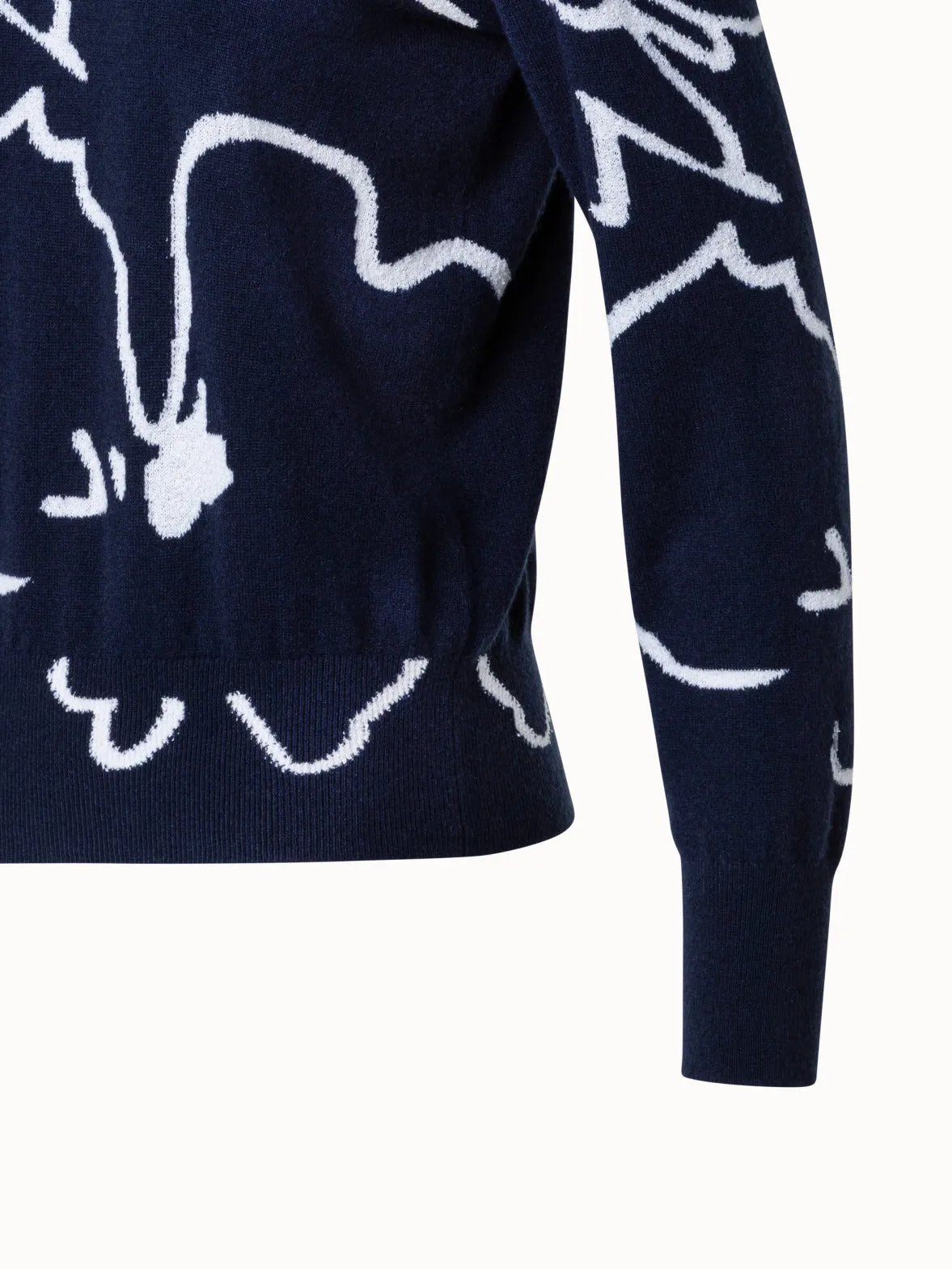 Cashmere Sketched Abraham Flower Sweater Akris
