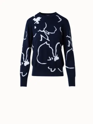 Cashmere Sketched Abraham Flower Sweater Akris