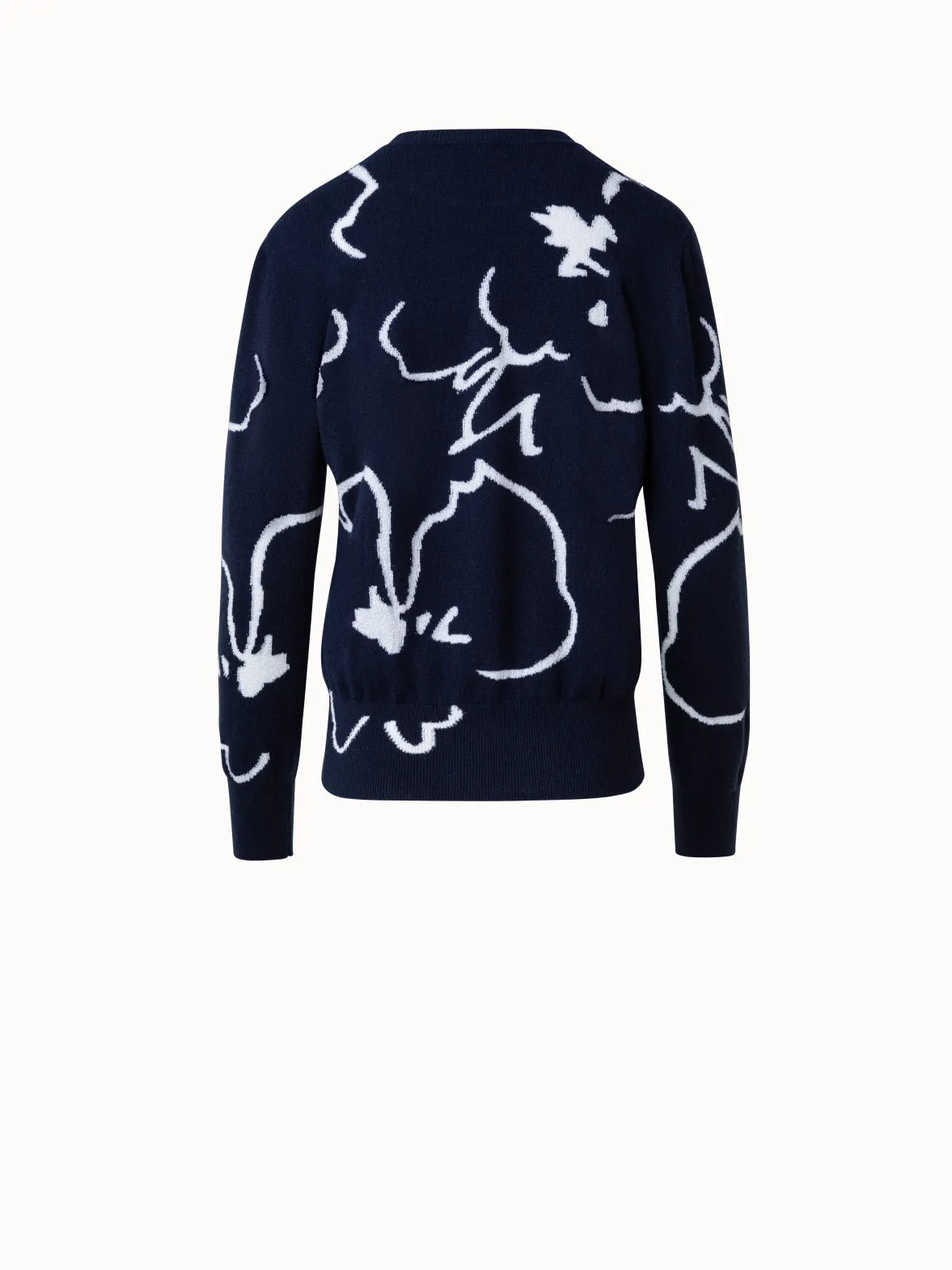 Cashmere Sketched Abraham Flower Sweater Akris