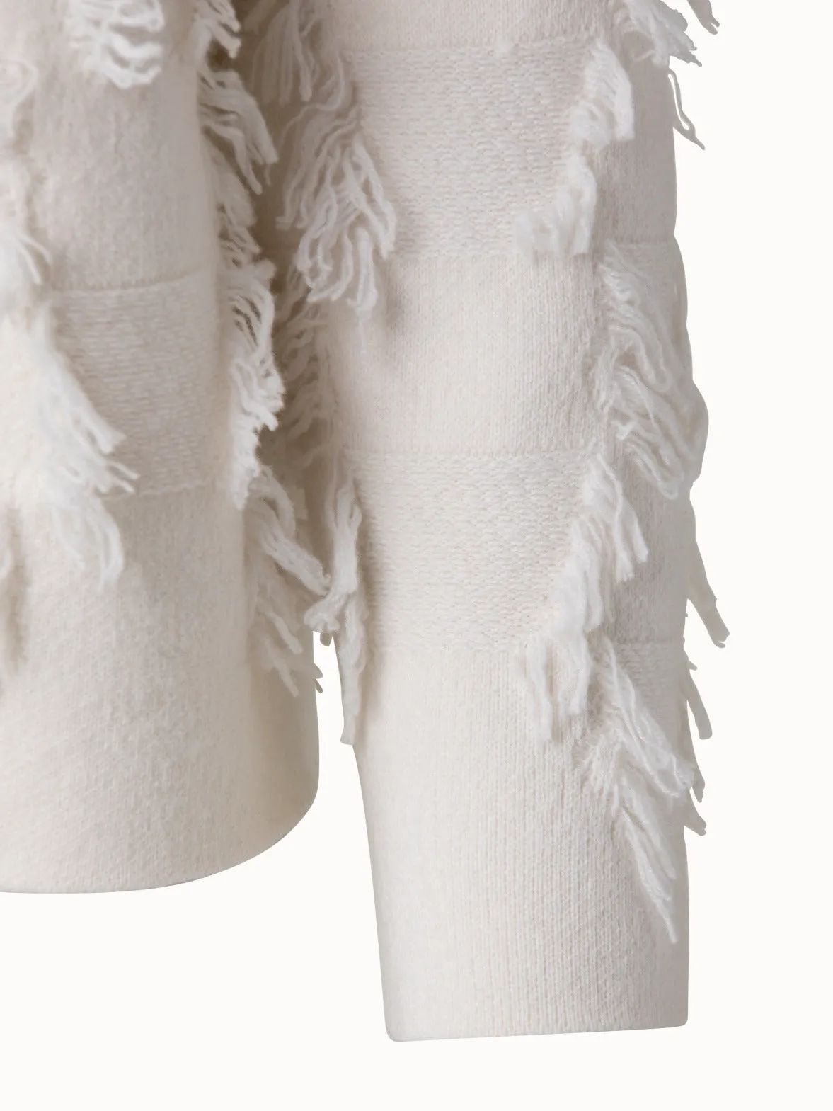 Cashmere Square Fringe Jacquard Pullover Akris