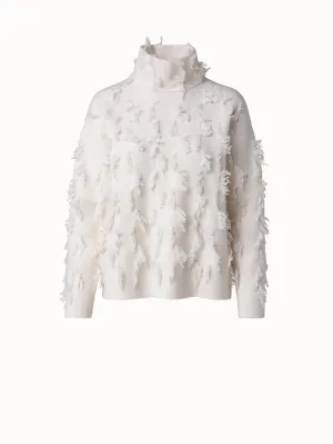 Cashmere Square Fringe Jacquard Pullover Akris